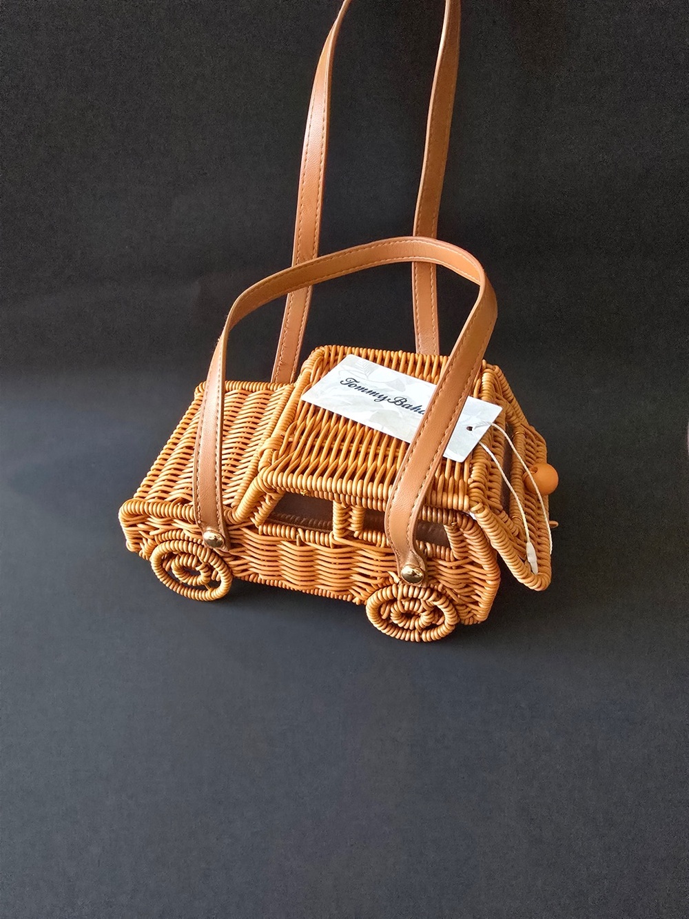 Tommy Bahama Woven Car Crossbody in Cognac Tan - Picture 4 of 5